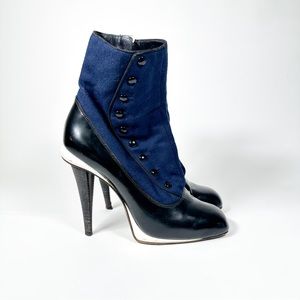 AUTHENTIC FENDI LEATHER AND SUEDE ANKLE BOOTS